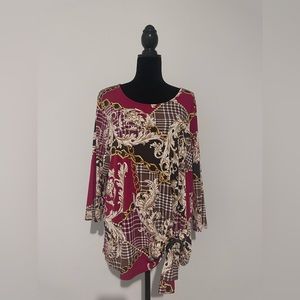 Multicolor blouse w/black buckle